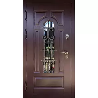 Входная парадная дверь с ковкой